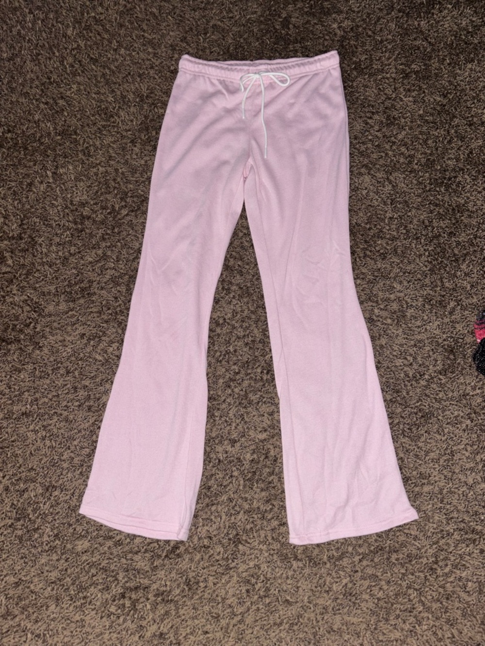 Women's Pink Fleece Lounge Pants with Drawstring Waist